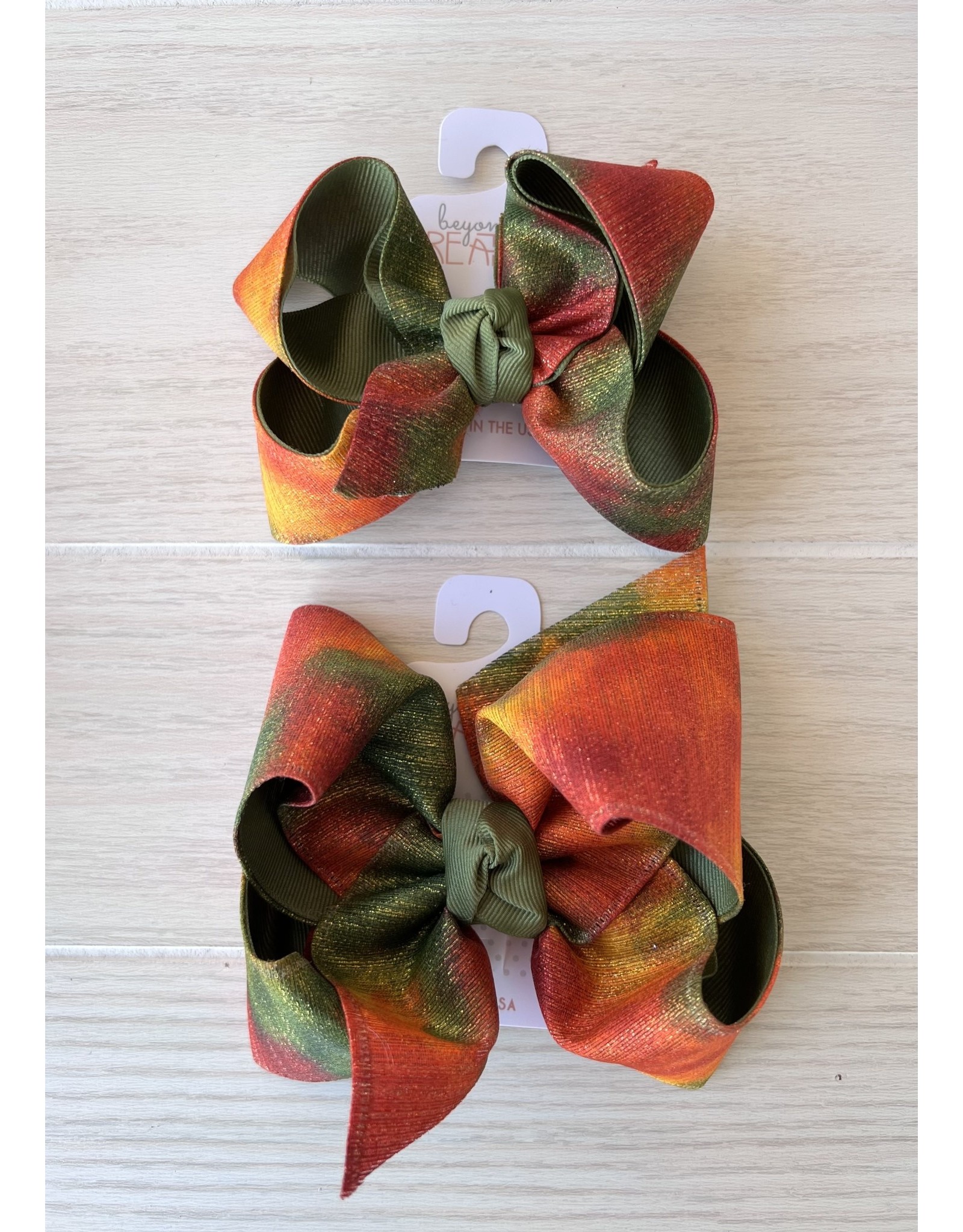 Beyond Creations Beyond Creations- Fall Tie Dye Layered Bow: Moss