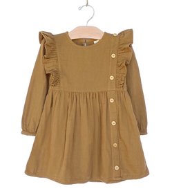 City Mouse- Bronze Side Button Crinkle Dress
