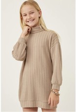 Hayden- Taupe Cable Knit Tunic Dress