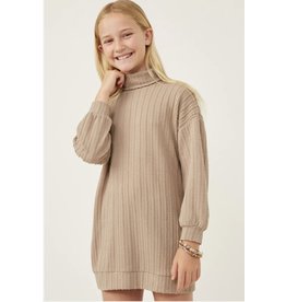 Hayden- Taupe Cable Knit Tunic Dress