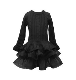 Bonnie  Jean Bonnie Jean- Black Cableknit Skirt Sweater Dress