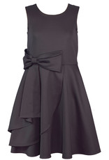 Bonnie  Jean Bonnie Jean- Black Scuba Skater Cascade Bow Dress