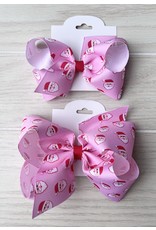 Wee Ones- Pink Santa Face Bow