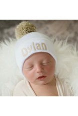 ILYBEAN Ilybean - White Hat w/ Oatmeal Pom Beanie