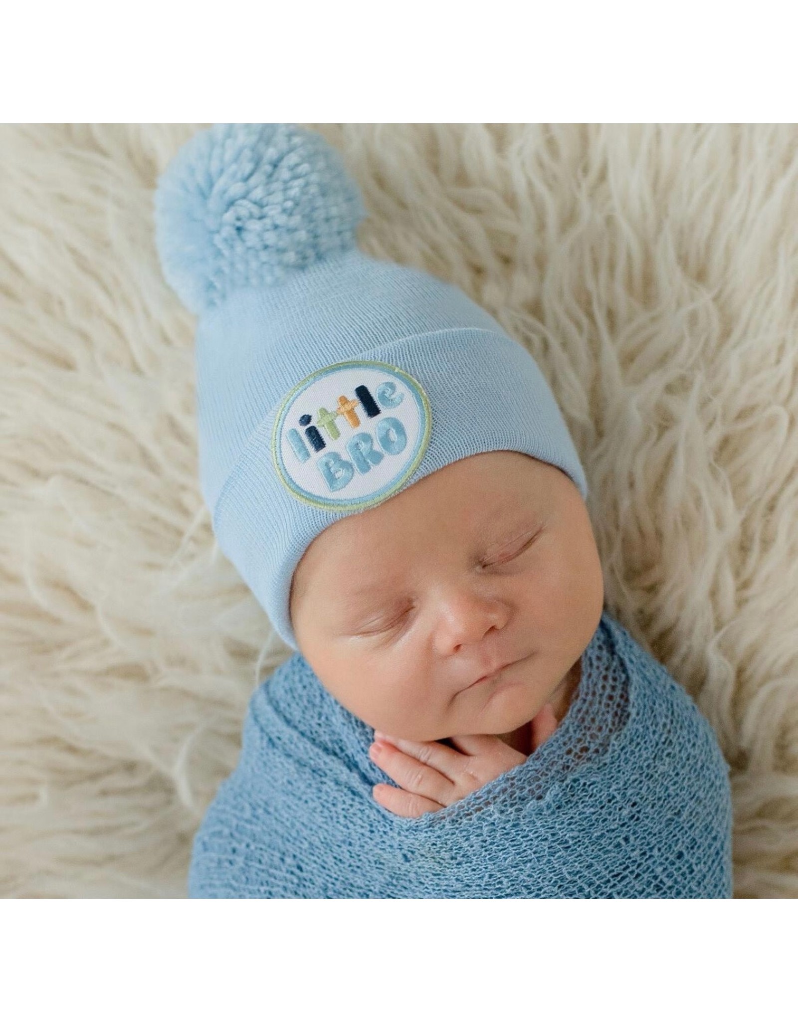 ILYBEAN Ilybean- Blue Little Bro Pom Nursery Beanie