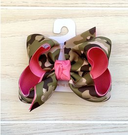 Beyond Creations Beyond Creations- 4.5" Hot Pink/Camo Layered Knot Bow