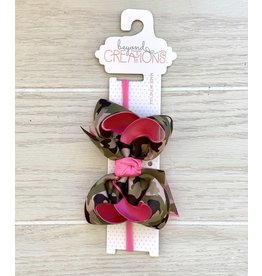 Beyond Creations Beyond Creations- 4.5" Hot Pink/Camo Knot Bow on Thin Headband