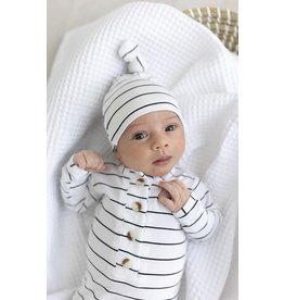 Stroller Society Stroller Society- Black Striped White Knotted Gown & Hat NB-3M Set