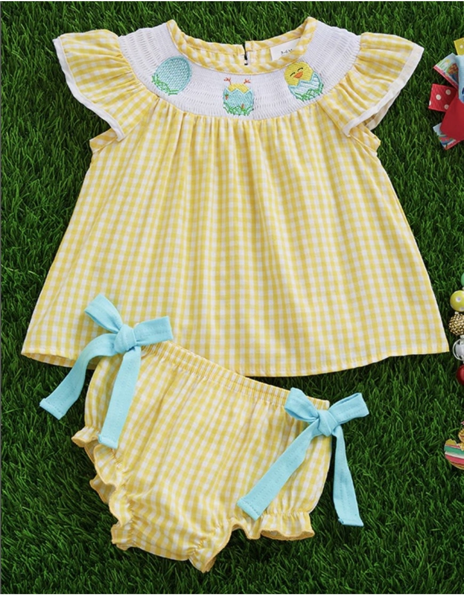 Baby Chick Smocked Dress Set