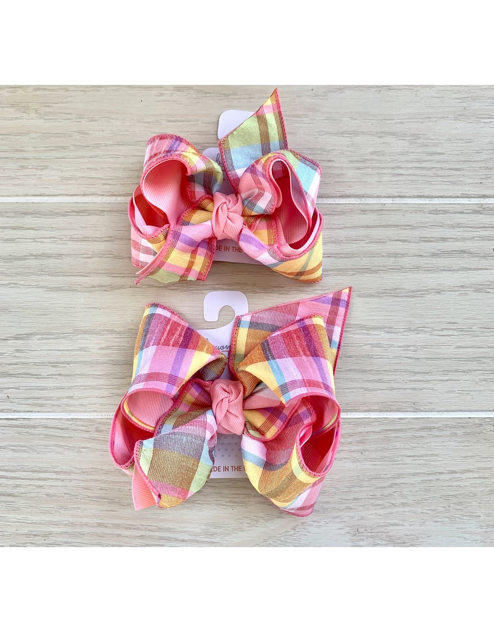 Beyond Creations Beyond Creations- Pink Spring Plaid Layered Bow