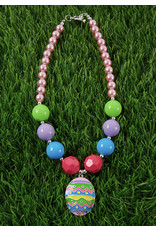 Easter Egg Multi Color Pendant Chunky Necklace