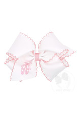 Wee Ones- King White Moonstitch Pink Ballet Bow