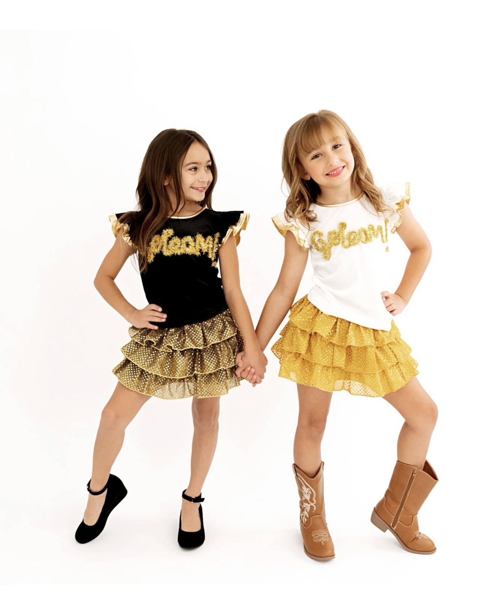Evie's Closet Evie's Closet- Sparkly Black & Gold Skort