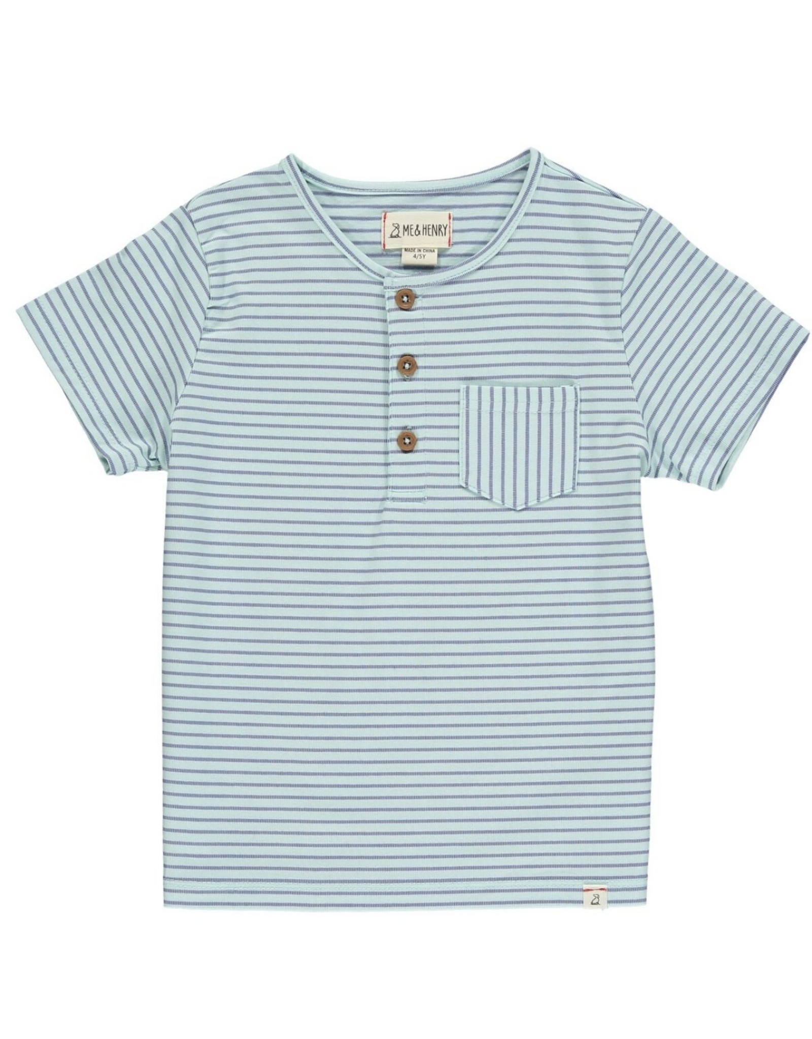 Me & Henry Me & Henry- Dodger Henley: Royal/Aqua Stripe