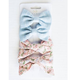 Baileys Blossoms Bailey's Blossoms- Junee Bea Bows Clip Pack: Blue & Peach Floral