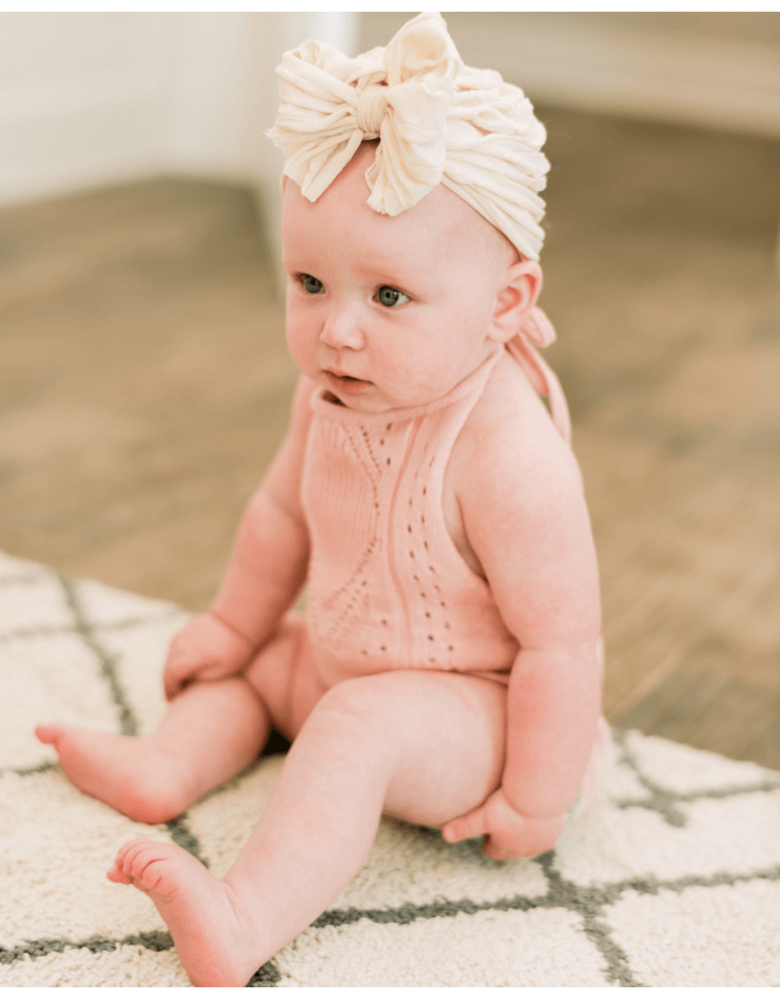 Baileys Blossoms Bailey's Blossoms- Drake Halter Romper: Candy Pink Crochet