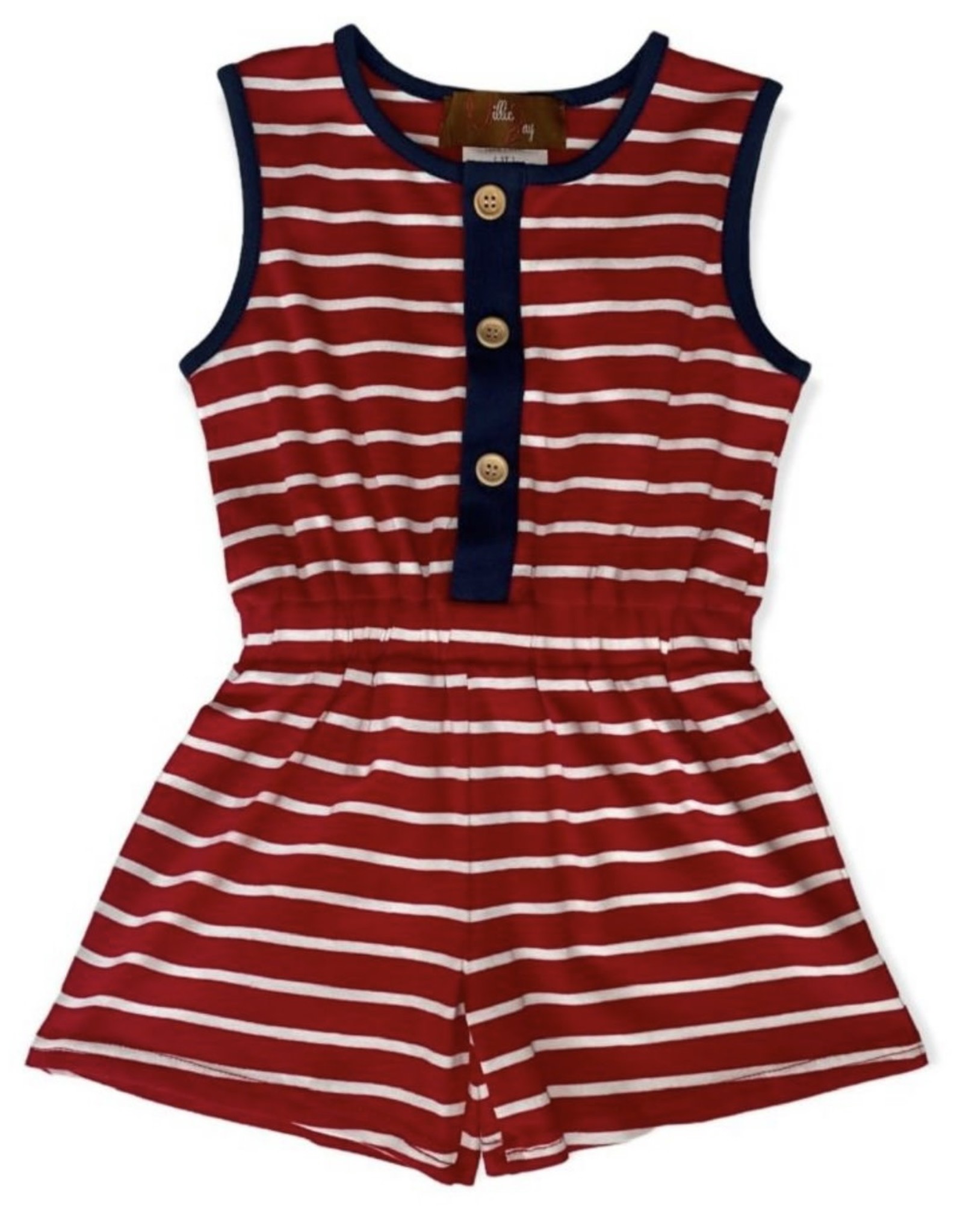 Millie Jay Millie Jay- Lily Romper: Red Stripe