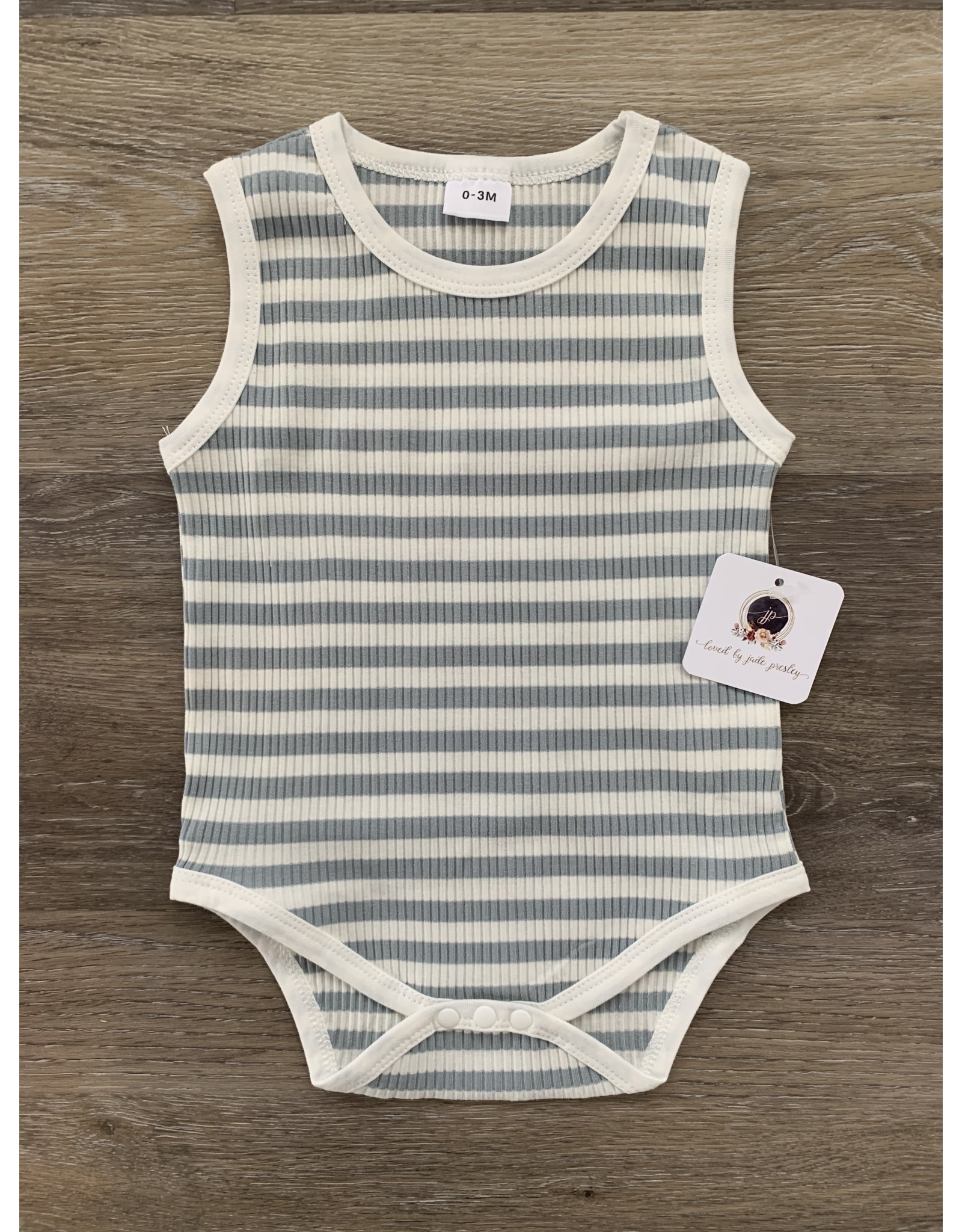 loved by Jade Presley loved by jade presley- Blue Stripe Tank Bodysuit