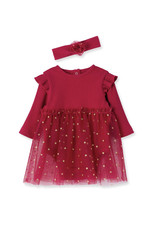 Little Me Little Me- Cranberry Gold Dots Tutu Set