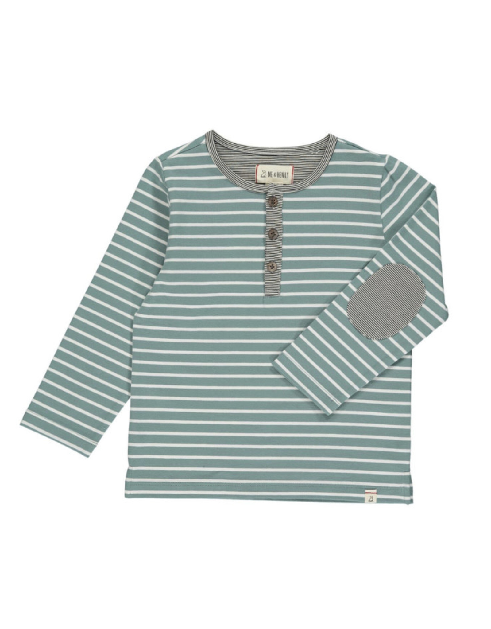 Me & Henry Me & Henry- Blue Stripe Mascot Henley L/S Shirt