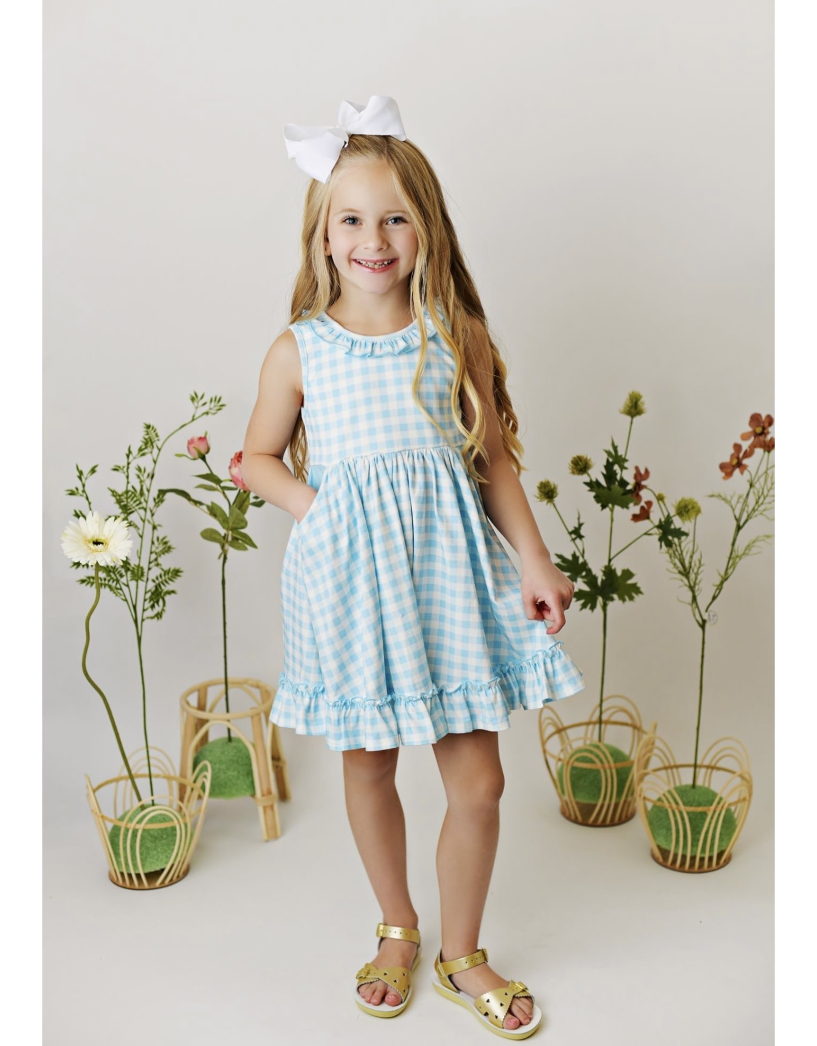 Serendipity Serendipity- Blue Gingham Pocket Twirl Dress