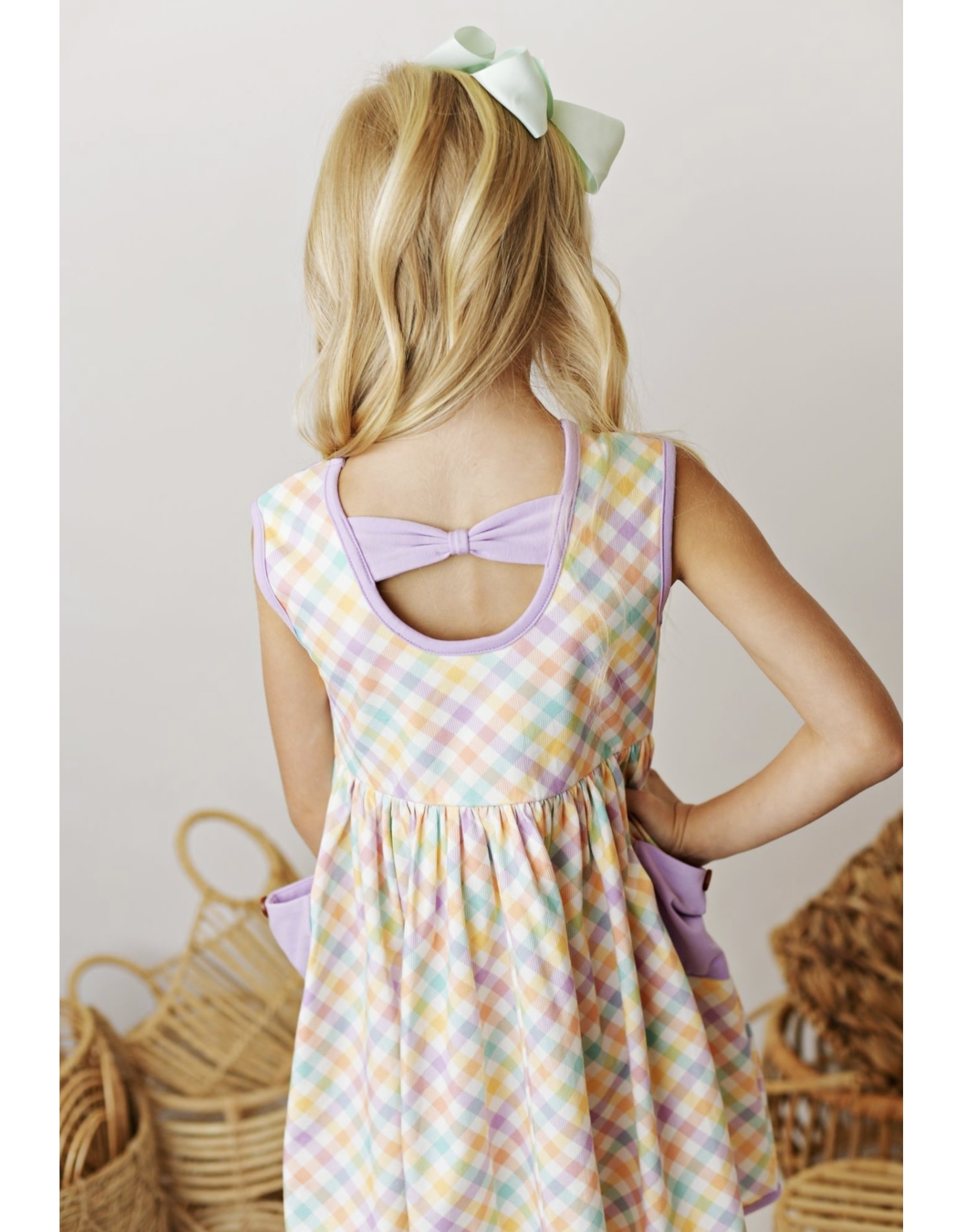 Swoon Baby Swoon Baby- Springster Gingham Petal Bow Pocket Dress