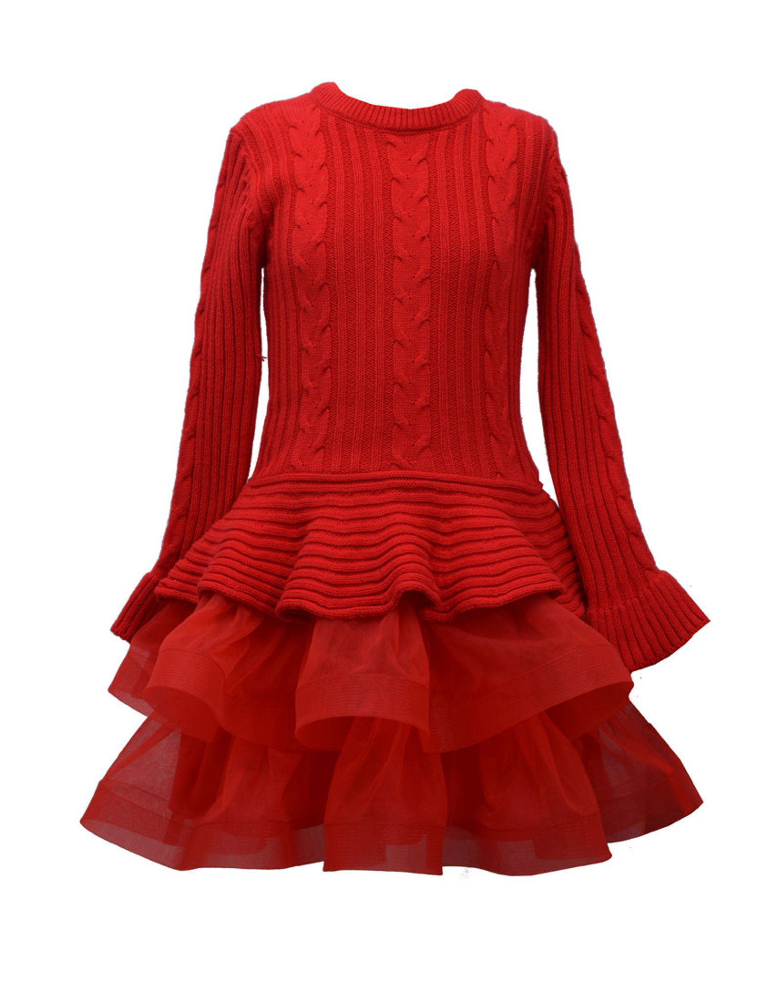 Bonnie  Jean Bonnie Jean- Red Cable Knit Skirt Sweater Dress