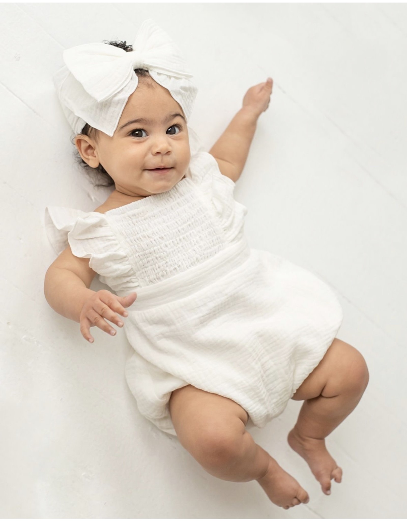 Mabel & Honey Mabel & Honey- Vivenne White Cotton Gauze Romper