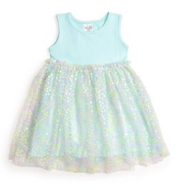 Sweet Wink- Robin's Egg Blue Confetti Flower Dress