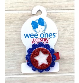 Wee Ones- Layered Americana Button Glitter Clip