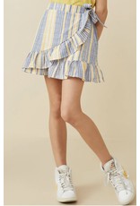 Hayden- Stripe Ruffle Ribbon Tie Skirt