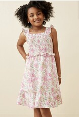 Hayden- Pink Floral Smocked Tank Ruffle Dress