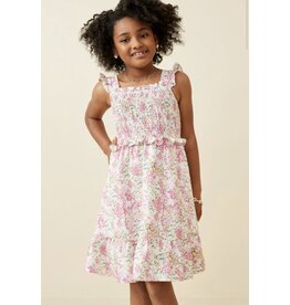 Hayden- Pink Floral Smocked Tank Ruffle Dress