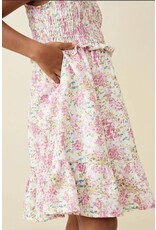 Hayden- Pink Floral Smocked Tank Ruffle Dress