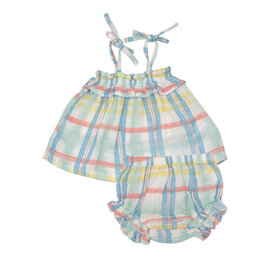 Angel Dear Angel Dear- Beach Plaid Ruffle Top & Bloomer Set