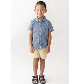 Ruffle Butts Ruffle Butts- Navy Gingham S/S Button Down Shirt