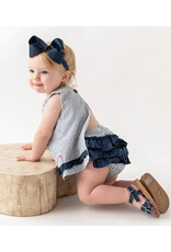 Ruffle Butts Ruffle Butts- Navy Seersucker Ruffle Swing Top Set