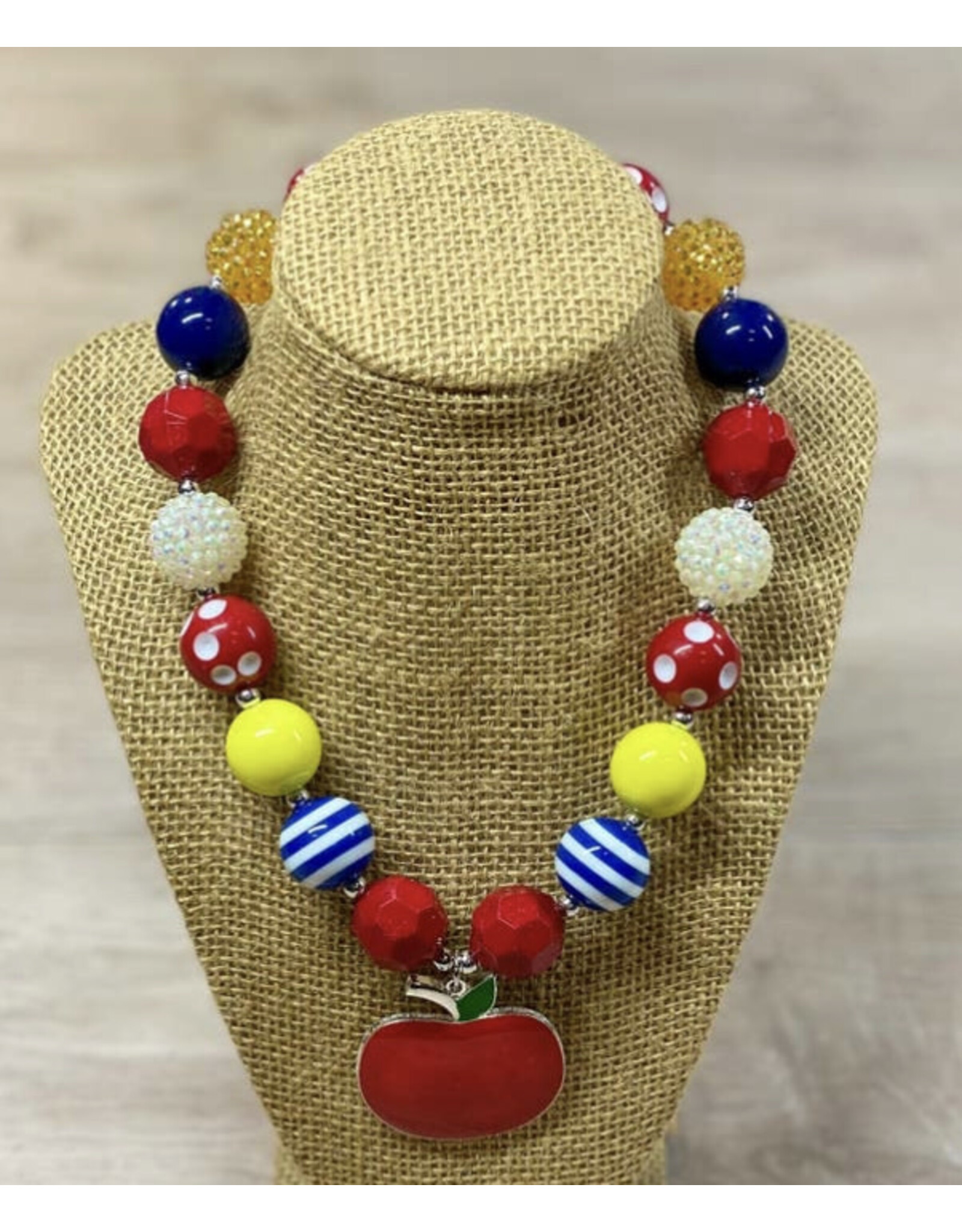Apple Printed Pendant Chunky Necklace