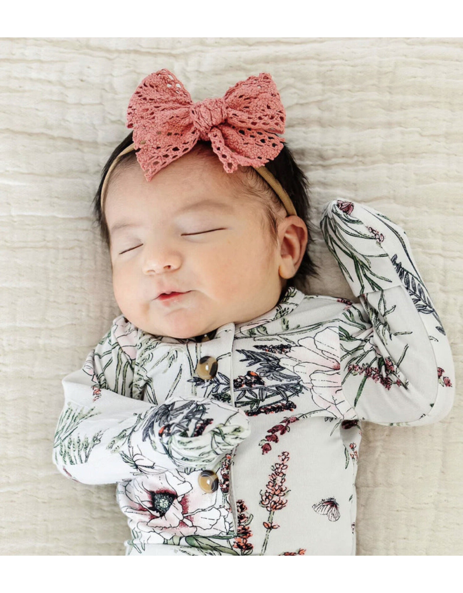 Lou Lou & Company Lou Lou- Berry Crochet Lace Bow on Nylon Headband