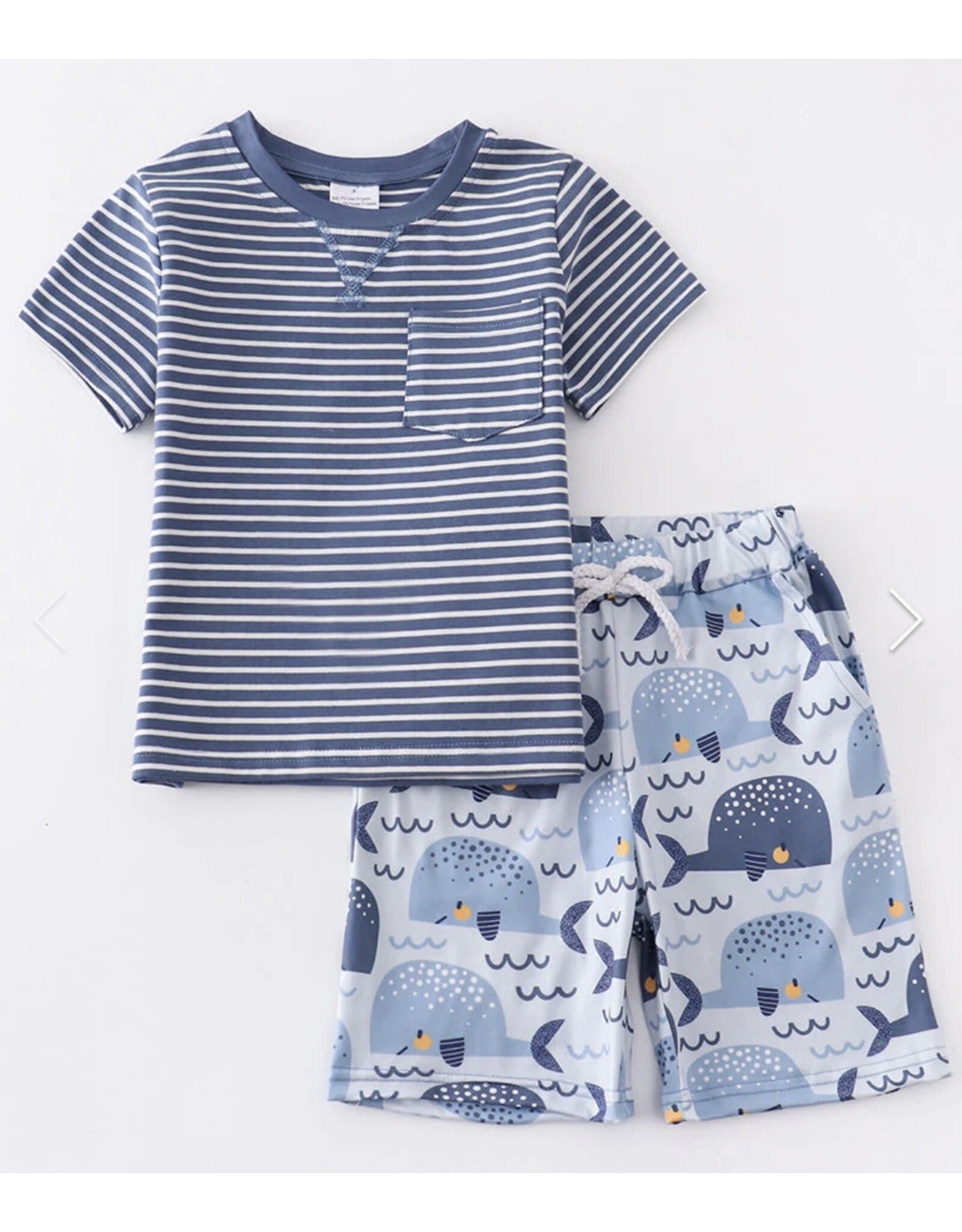 Whale Stripe Short Set