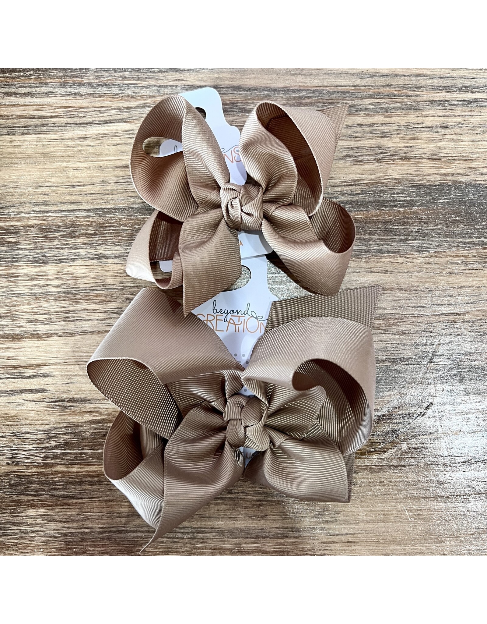 Beyond Creations Beyond Creations- Taupe Grosgrain Knot Bow