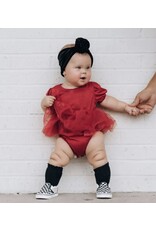 Baileys Blossoms BB- Wine Kami Puff Sleeve Tutu Romper