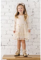 Isobella & Chloe Isobella & Chloe- Nutcracker Ivory Ribbed Knit Emboidered Tulle Dress