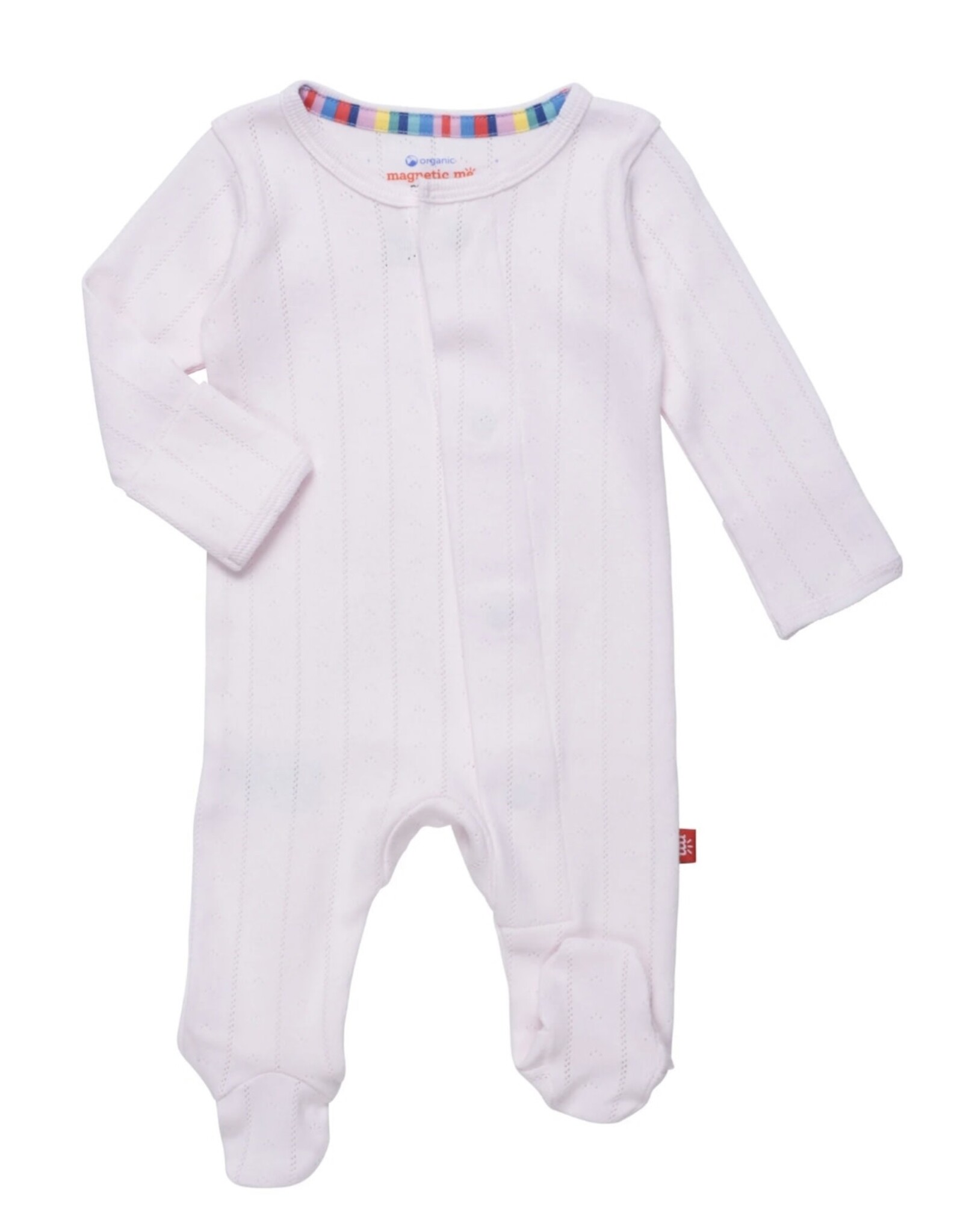Magnetic Me Magnetic Me- Love Lines Pink Pointelle Magnetic Footie