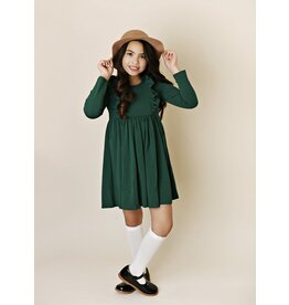 Swoon Baby Swoon Baby- Pine Green Picot Pocket Bella Dress