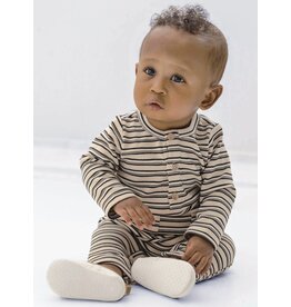 Mayhem Mayhem- Little Racers Striped Ivory Knit Romper