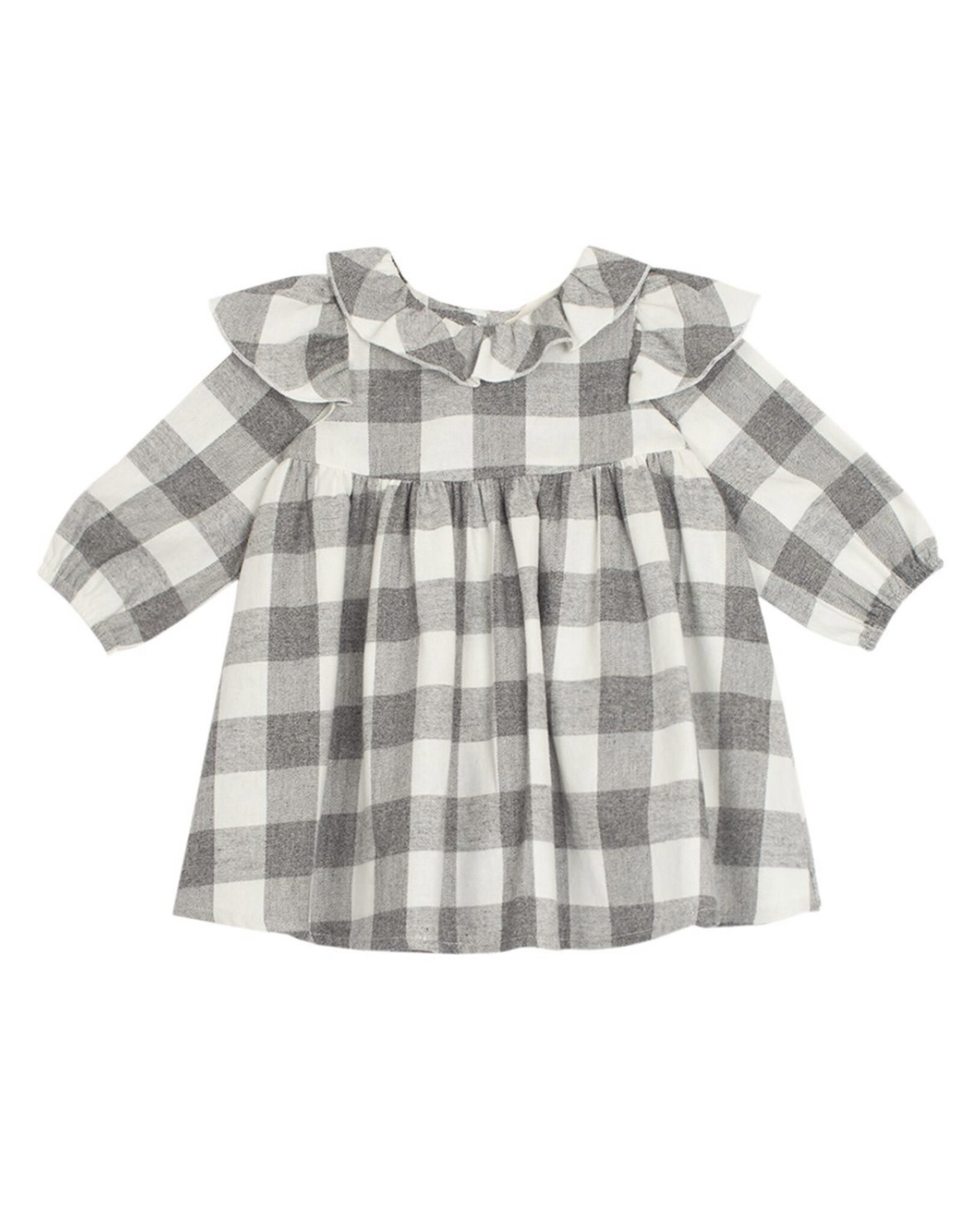 Mabel & Honey Mabel & Honey- Harper Ash Ruffle Neck Flannel Dress