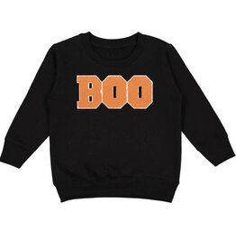 Sweet Wink- Boo Patch Halloween Black Sweatshirt