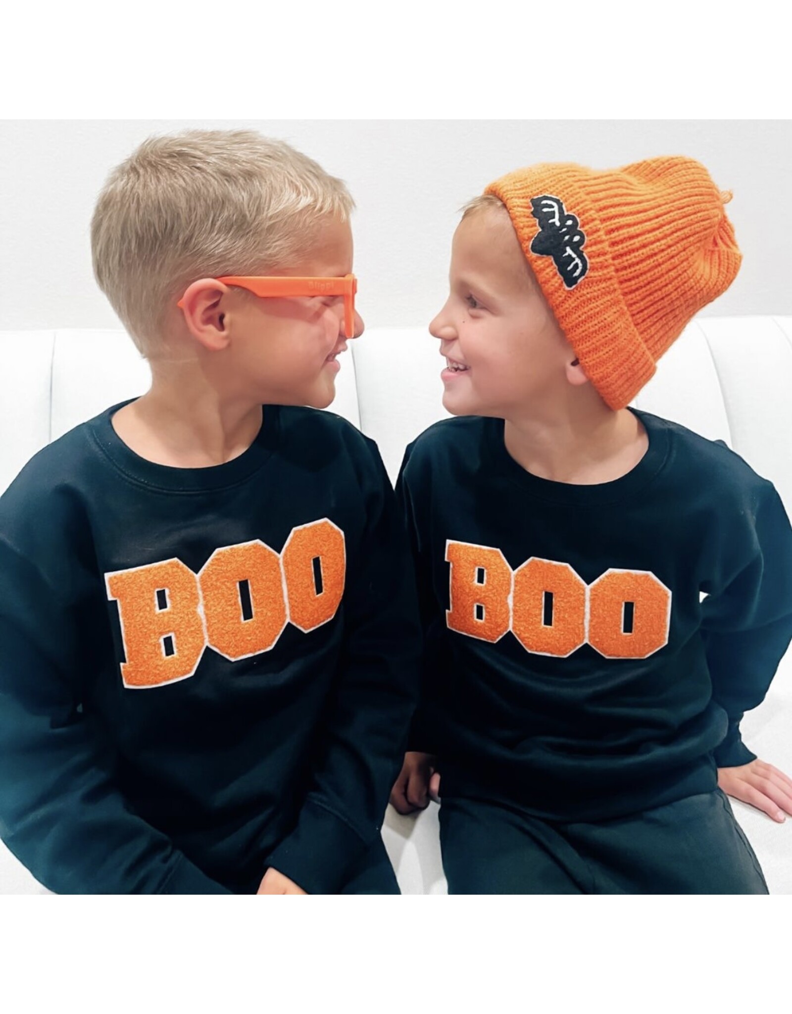 Sweet Wink- Boo Patch Halloween Black Sweatshirt