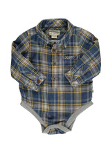 Me & Henry Me & Henry- Jasper Woven Onesie: Blue/Grey Plaid